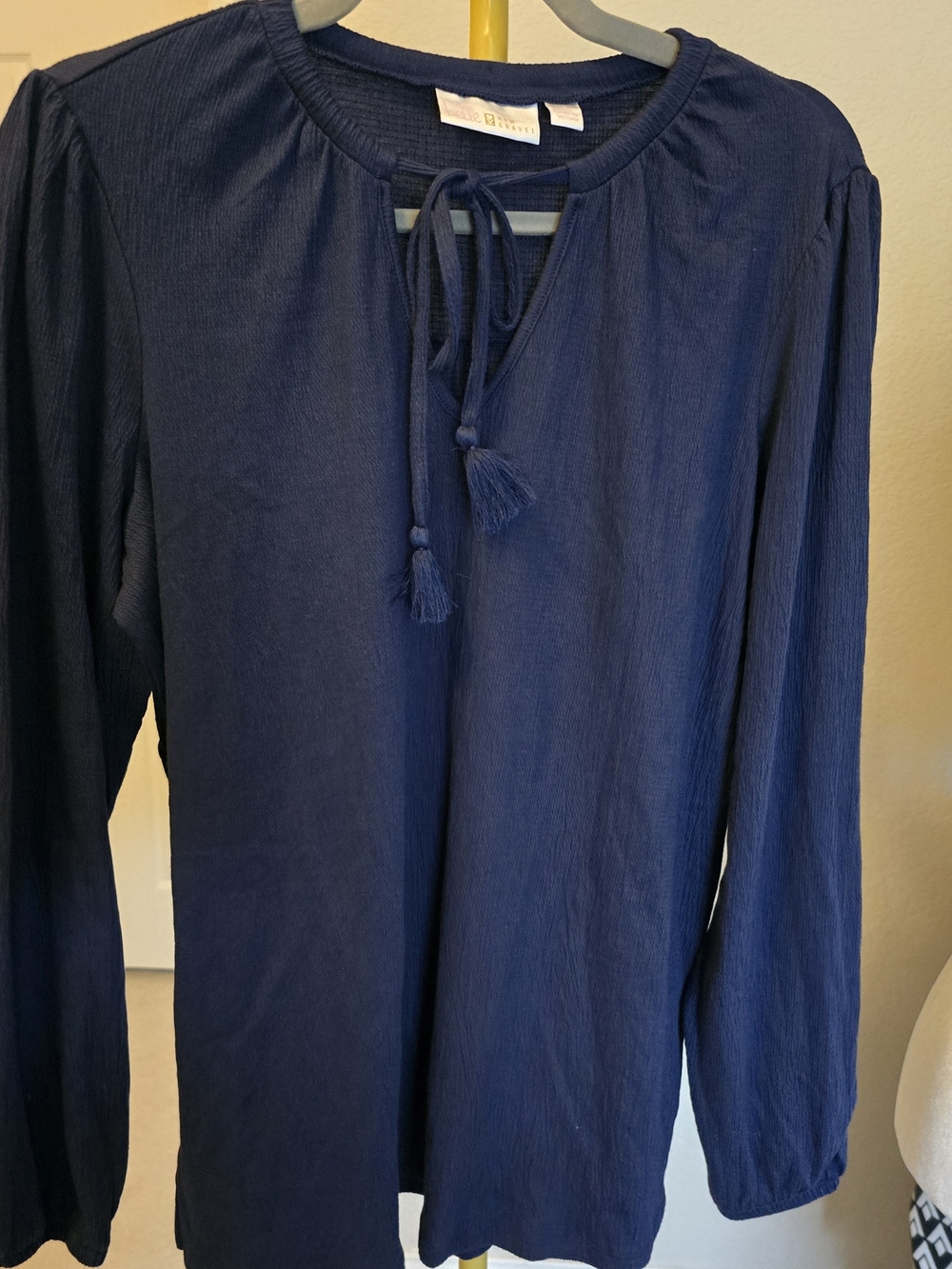 Belle by Kim Gravel Navy Long-Sleeve Tassel Tunic